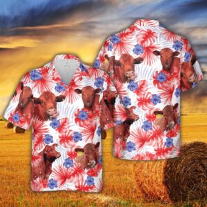 Farm Hawaiian Shirt, American Colors Red…