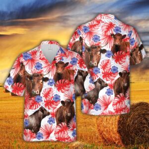 Farm Hawaiian Shirt, American Colors Shorthorn…