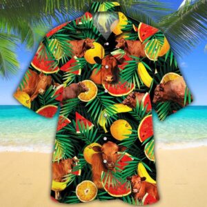 Farm Hawaiian Shirt, Angus Cattle Tropical…
