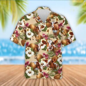 Farm Hawaiian Shirt, Ayrshire Cattle Coconut…