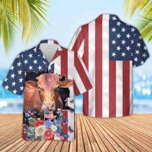 Farm Hawaiian Shirt, Beefmaster 4Th Of…