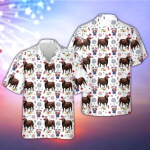 Farm Hawaiian Shirt, Beefmaster American Flag…