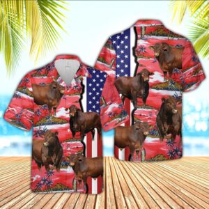 Farm Hawaiian Shirt, Beefmaster American Flag…