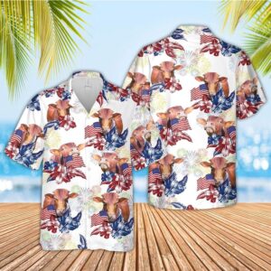 Farm Hawaiian Shirt, Beefmaster American Flowers…