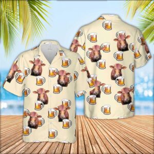 Farm Hawaiian Shirt, Beefmaster Cattle Drink…