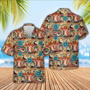 Farm Hawaiian Shirt, Beefmaster Cowboy Pattern…