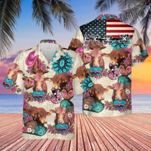 Farm Hawaiian Shirt, Beefmaster Happiness Flowers…