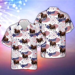 Farm Hawaiian Shirt, Beefmaster Happy Firework…