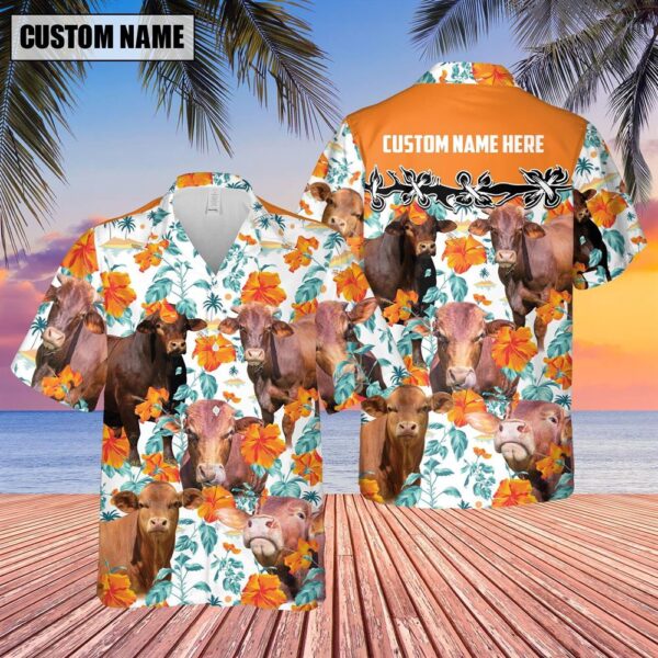 Farm Hawaiian Shirt, Beefmaster Hibiscus Floral Custom Name 3D Hawaiian Shirt, Animal Hawaiian Shirt