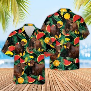 Farm Hawaiian Shirt, Beefmaster Watermelon Hawaiian…