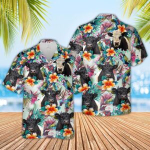 Farm Hawaiian Shirt, Belted Galloway Colorful…