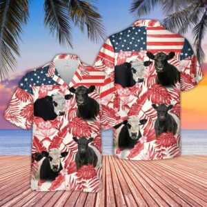 Farm Hawaiian Shirt, Belted Galloway Red…