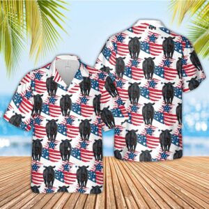 Farm Hawaiian Shirt, Black Angus American…