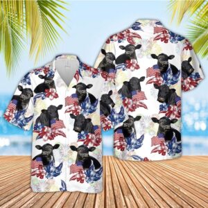 Farm Hawaiian Shirt, Black Angus American…