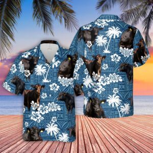 Farm Hawaiian Shirt, Black Angus Blue…