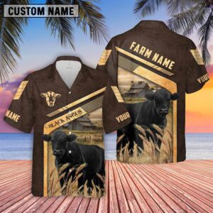 Farm Hawaiian Shirt, Black Angus Brown…