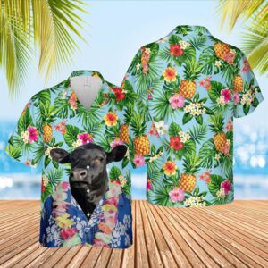 Farm Hawaiian Shirt, Black Angus Cattle…