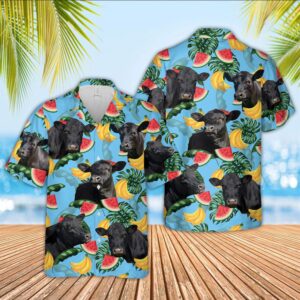 Farm Hawaiian Shirt, Black Angus Cattle…