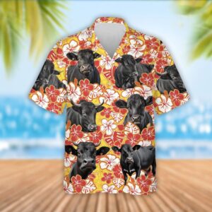 Farm Hawaiian Shirt, Black Angus Cattle…