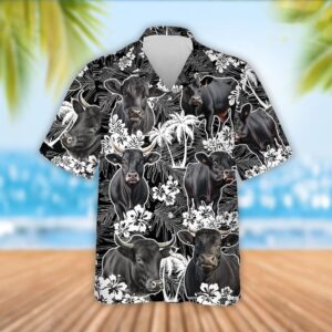 Farm Hawaiian Shirt, Black Angus Cattle…