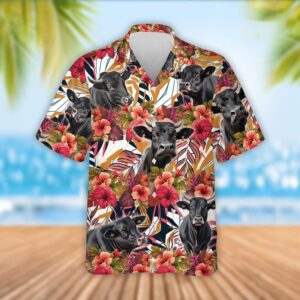 Farm Hawaiian Shirt, Black Angus Cattle…