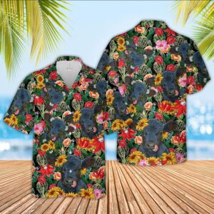 Farm Hawaiian Shirt, Black Angus Cow…