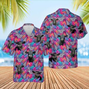 Farm Hawaiian Shirt, Black Angus Face…