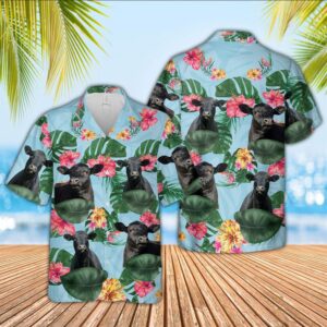 Farm Hawaiian Shirt, Black Angus Flower…