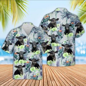 Farm Hawaiian Shirt, Black Angus Flower…