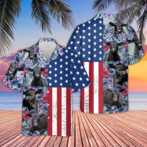 Farm Hawaiian Shirt, Black Angus Flower…