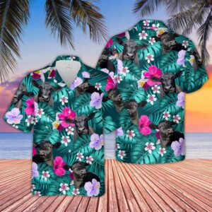 Farm Hawaiian Shirt, Black Angus Green…