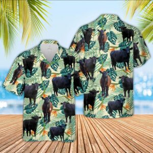 Farm Hawaiian Shirt, Black Angus Green…