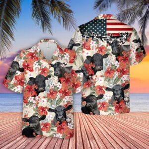 Farm Hawaiian Shirt, Black Angus Hibicus…