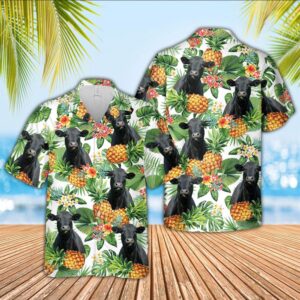 Farm Hawaiian Shirt, Black Angus Pineapple…