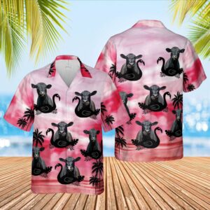 Farm Hawaiian Shirt, Black Angus Pink…