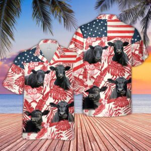 Farm Hawaiian Shirt, Black Angus Red…