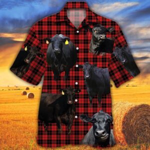 Farm Hawaiian Shirt, Black Angus Red…