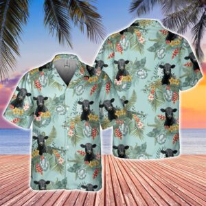 Farm Hawaiian Shirt, Black Angus Tropical…