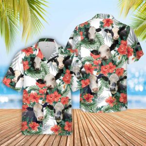 Farm Hawaiian Shirt, Black Baldy Cattle…