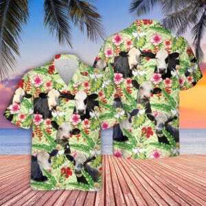 Farm Hawaiian Shirt, Black Baldy Hibicus…