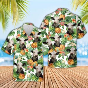 Farm Hawaiian Shirt, Black Baldy Pineapple…