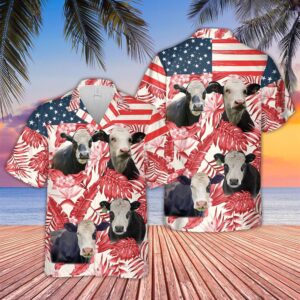 Farm Hawaiian Shirt, Black Baldy Red…