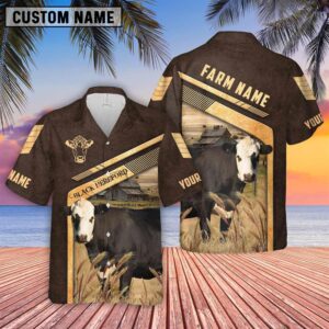 Farm Hawaiian Shirt, Black Hereford Brown…