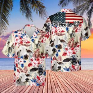 Farm Hawaiian Shirt, Brahman Cattle American…