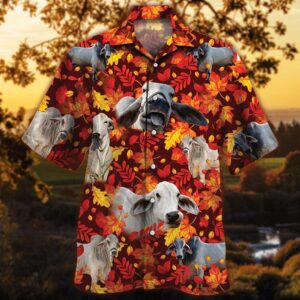 Farm Hawaiian Shirt, Brahman Cattle Autumn…