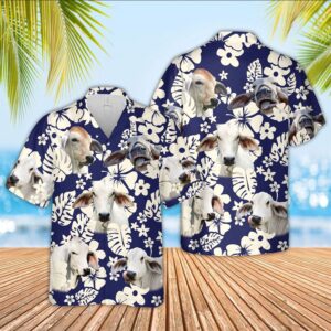 Farm Hawaiian Shirt, Brahman Cattle Flower…