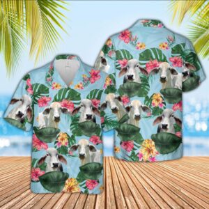 Farm Hawaiian Shirt, Brahman Cattle Flower…