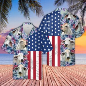 Farm Hawaiian Shirt, Brahman Cattle Flower…