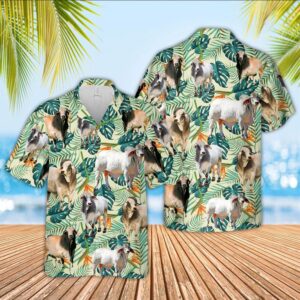 Farm Hawaiian Shirt, Brahman Cattle Green…