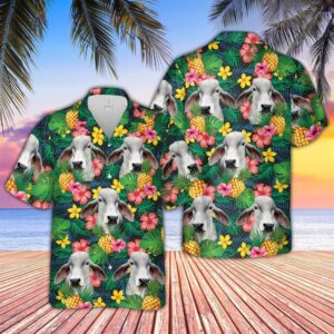 Farm Hawaiian Shirt, Brahman Cattle Summer…